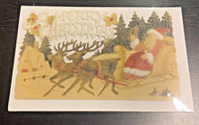 Load image into Gallery viewer, Vintage - Merry Christmas Santa Sleigh Embossed Pressed Paper Die Cut, Germany
