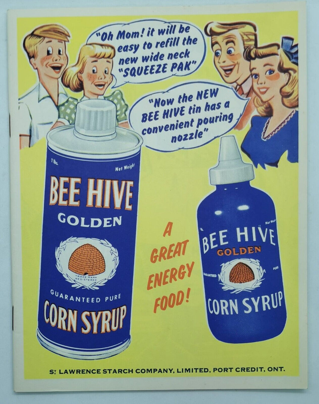 1960's Bee Hive Golden Corn Syrup Canadian Scribbler Front & Back Variation