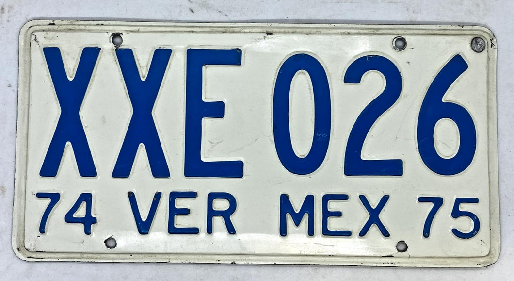 1974-75 Veracruz Mexico License Plate