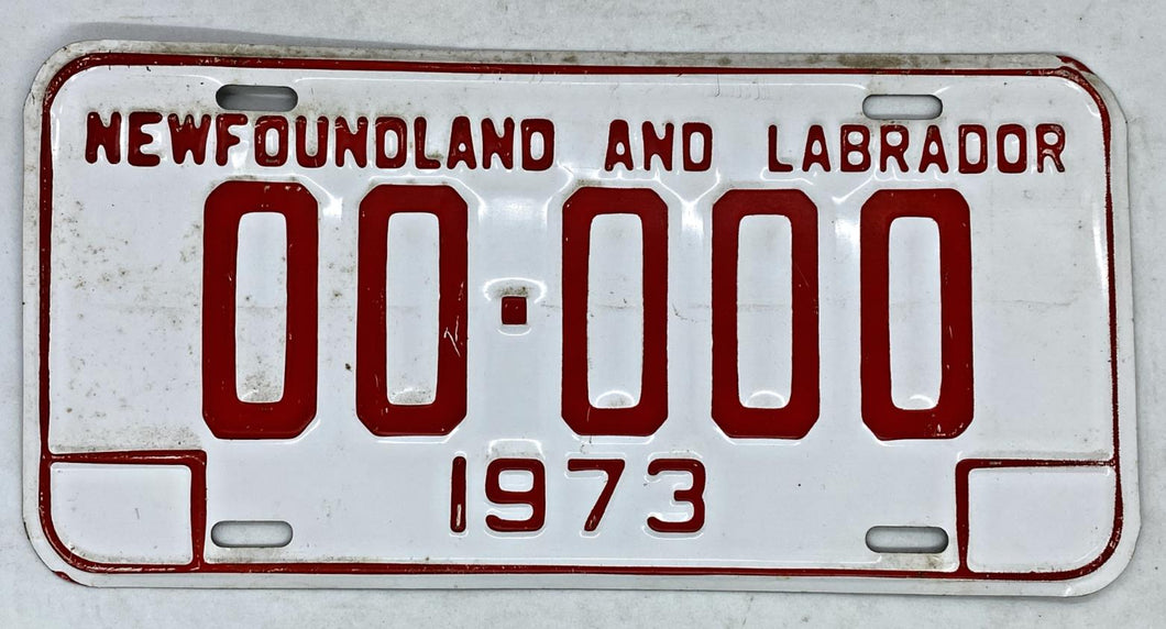 1973 Newfoundland and Labrador Sample License Plate