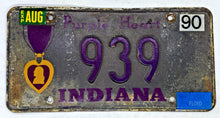 Load image into Gallery viewer, 1990 Indiana Purple Heart license plate #939
