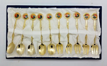 Load image into Gallery viewer, Vintage Hyundai Automobilia Spoon Fork Gift Set Korean Symbols Sam Taegeuk Swirl
