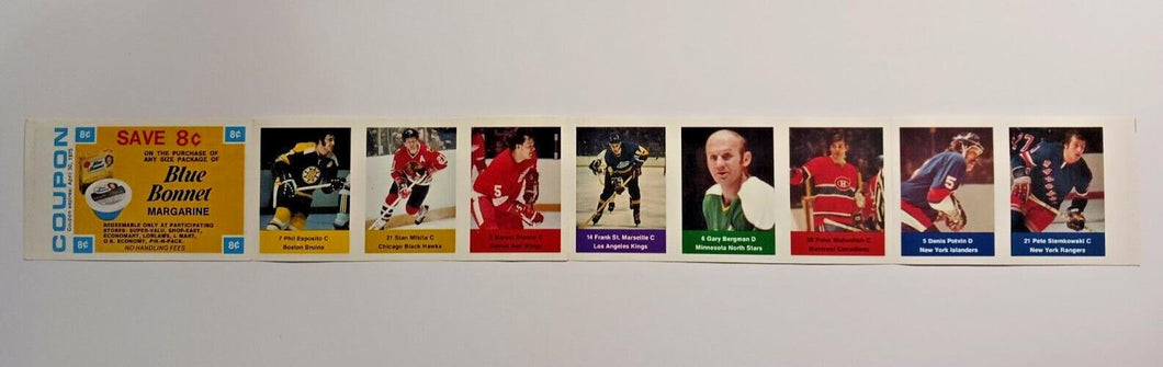 Loblaws NHL Action Players 1974-75 Sticker Stamps w/ P. Esposito, M. Dionne