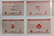 Load image into Gallery viewer, 1992-93 Kraft Dinner Hockey Hand Cut Team Collectors Cards Lot of 5
