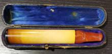 Load image into Gallery viewer, Vintage Amber Cigar Holder &amp; Lather Case
