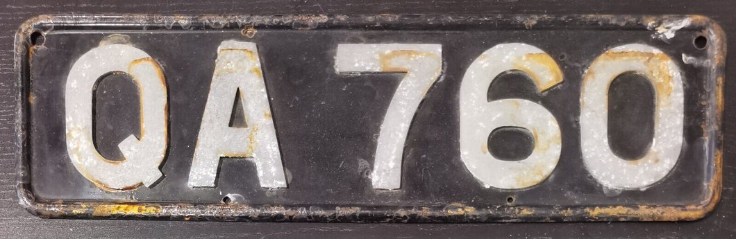 1920- 1930 Orkney British Metal License Plate QA 760
