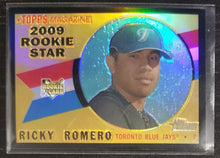 Load image into Gallery viewer, 2009 Topps Heritage Chrome Ricky Romero Black Refractor SSP 28/60 CHR172
