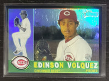 Load image into Gallery viewer, 2009 Topps Heritage Chrome Edinson Volquez Black Refractor SSP 47/60 C67
