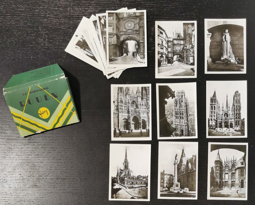 1940 Mini Postcards Booklet Rouen France by Yvon - Black and White Postcards