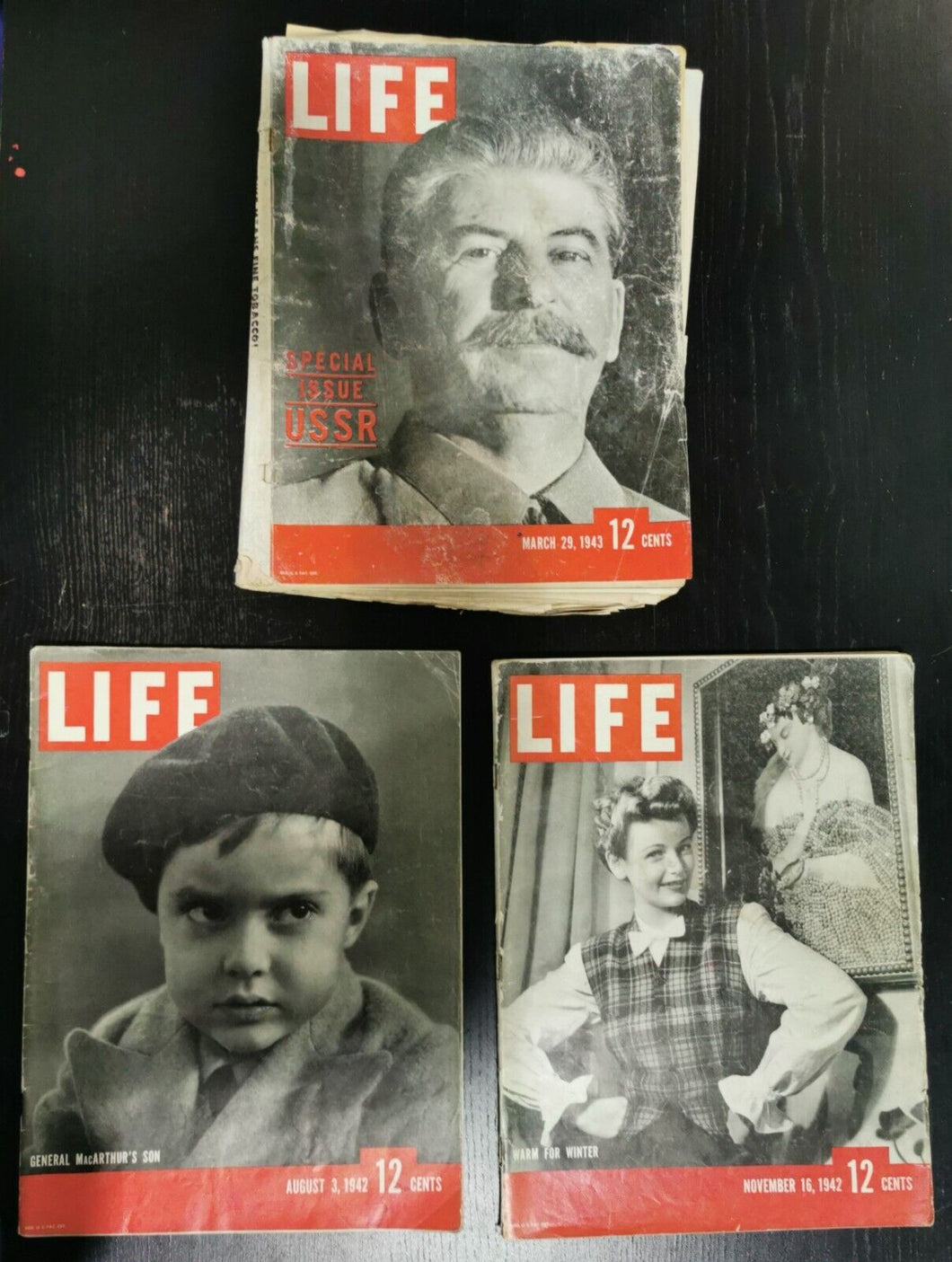 Life Magazine Issued 1942 Aug 3, 1942 Nov 16, March 29, 1943