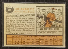 Load image into Gallery viewer, 1962 Topps Lou Burdette #380 Baseball Card EX
