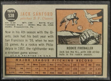 Load image into Gallery viewer, 1962 Topps Jack Sanford #538 Baseball Card VG-EX
