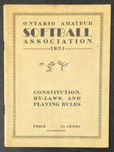 Load image into Gallery viewer, 1931 Ontario Softball Association Rule Book
