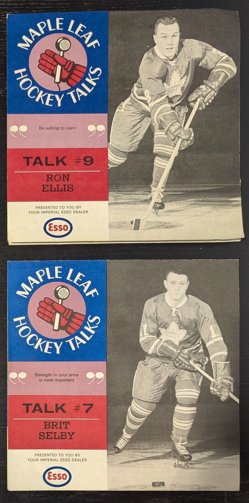 ESSO 1966-67 Maple Leaf Hockey Talks Records #7 Brit Selby, #9 Ron Ellis
