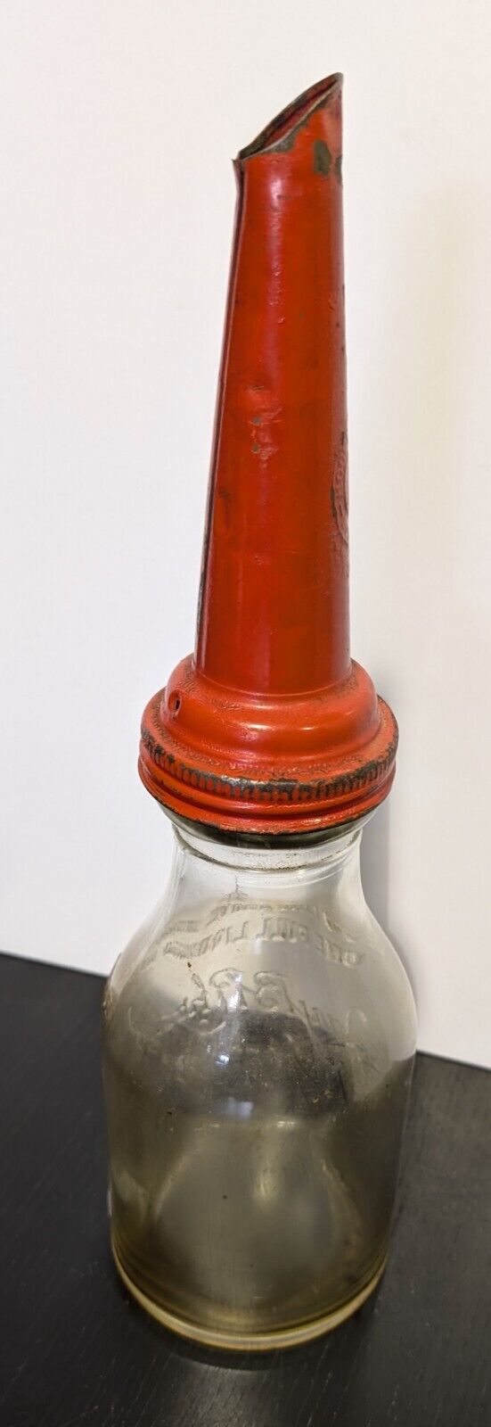 JAY B RHODES Havoline KALAMAZOO MICH Embossed OIL Glass Bottle Matching Spout