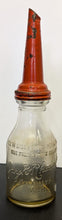 Load image into Gallery viewer, JAY B RHODES Havoline KALAMAZOO MICH Embossed OIL Glass Bottle Matching Spout
