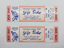 Load image into Gallery viewer, 1967 Cleveland Indians Baseball Gift Ticket Full Box Seat x 2

