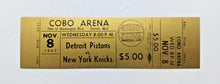 Load image into Gallery viewer, 1967 Detroit Pistons vs New York Knicks, Cobo Arena Basketball Full Ticket Proof
