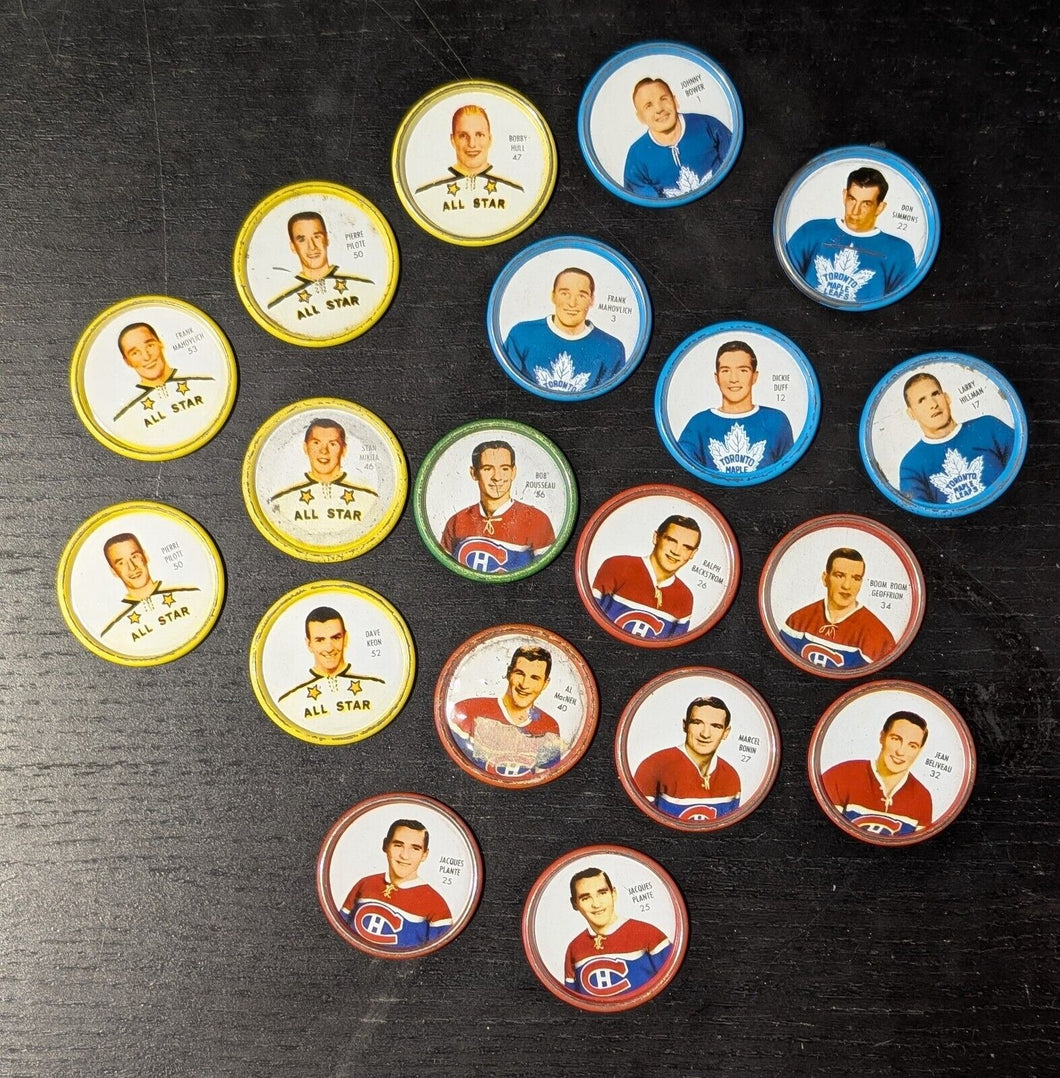 1961-62 Shirriff Hockey Coins Lot of 19, Johnny Bower #1, Bobby Hull #47