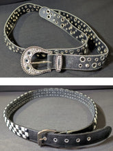 Load image into Gallery viewer, 1980’s Vintage Silver Tone Black Leather Belt Lot of 2
