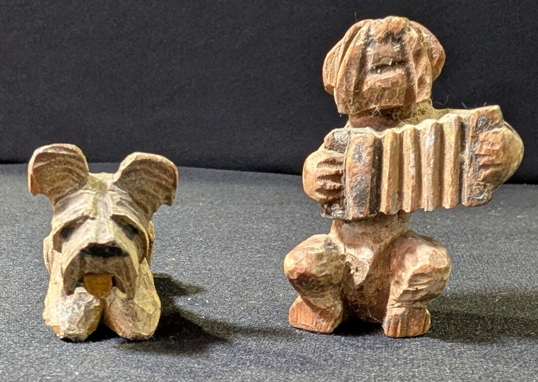 Hand-Carved Wooden Dog Figurines (Dog and Musician)
