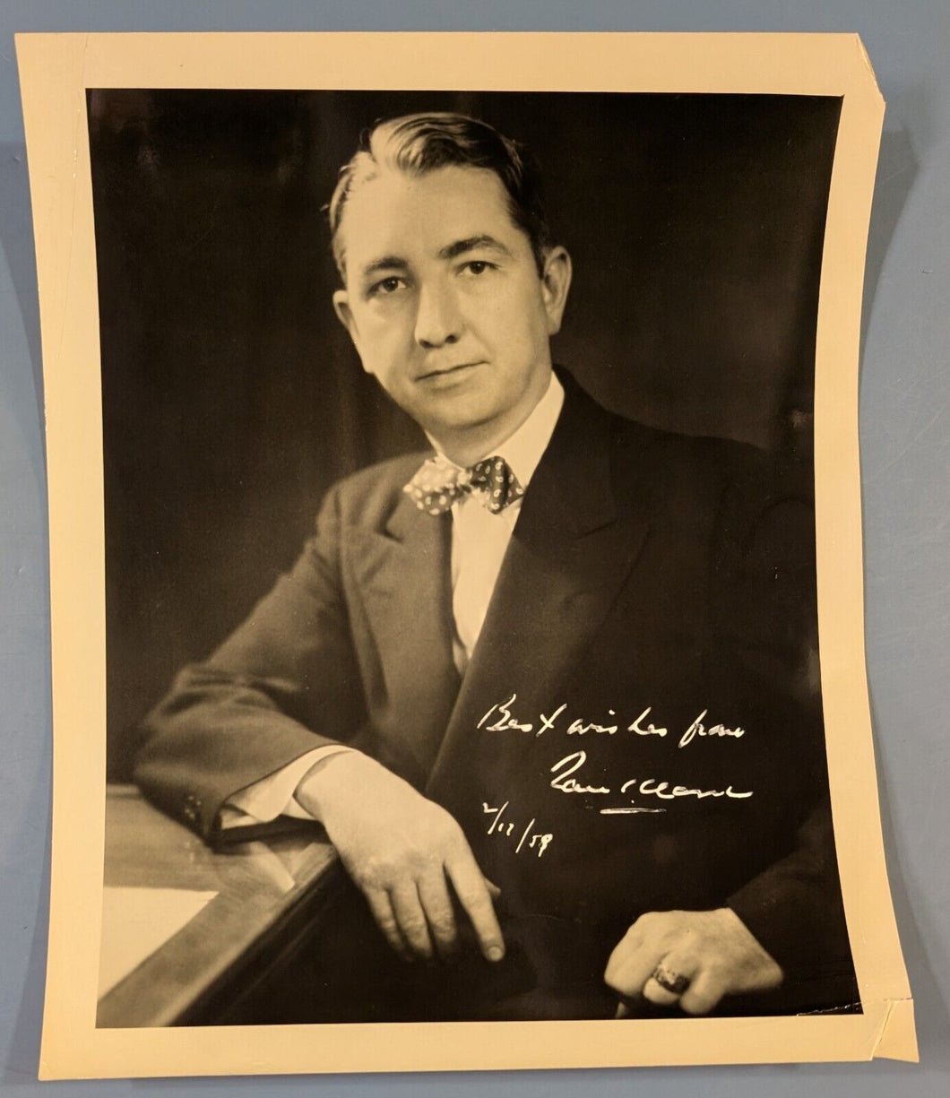 Justice Tom C. Clark Signed Photo 1958 – U.S. Supreme Court Justice Autograph