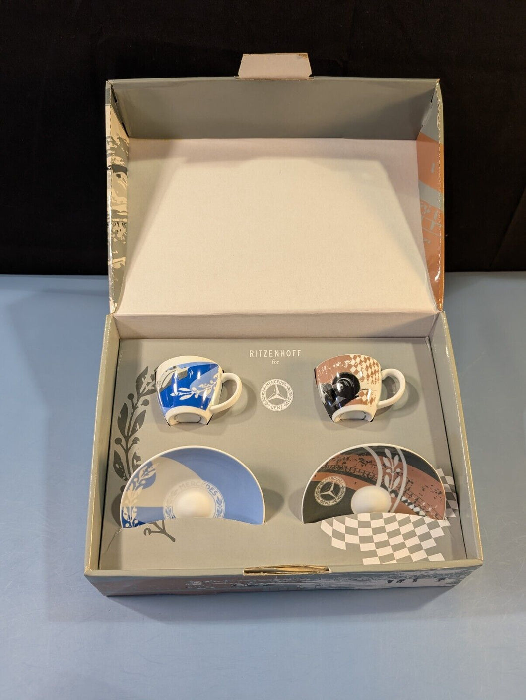 Ritzenhoff Mercedes-Benz Espresso Cup & Saucer Set (2) Boxed