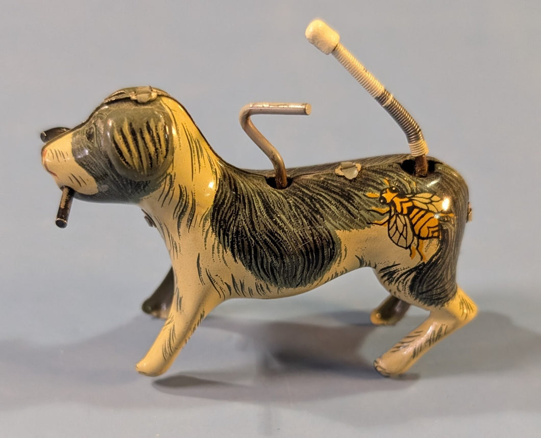 Vintage Japan Hunting Dog Wind Up Toy - Bee Graphic