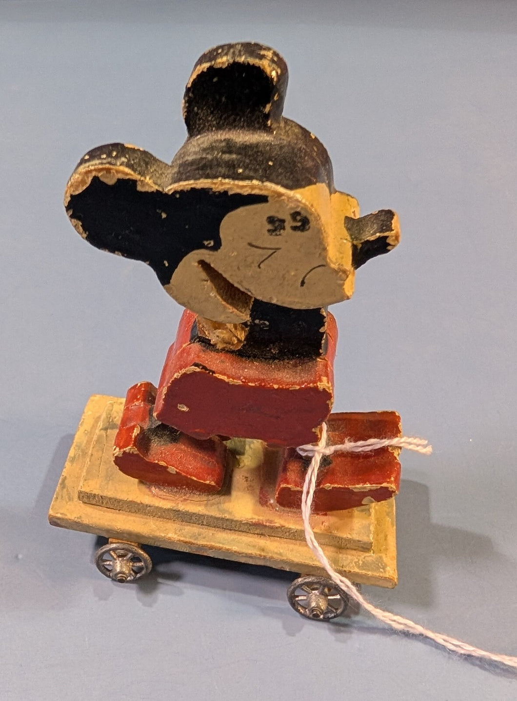 Vintage Mickey Mouse Wood Pull Toy - Distressed Disney