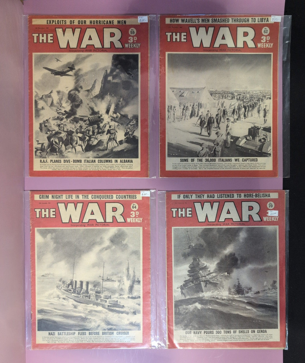 Lot of 4 The WAR Illustrated War Pictorial Magazines - Nos. 59, 62, 64, 70