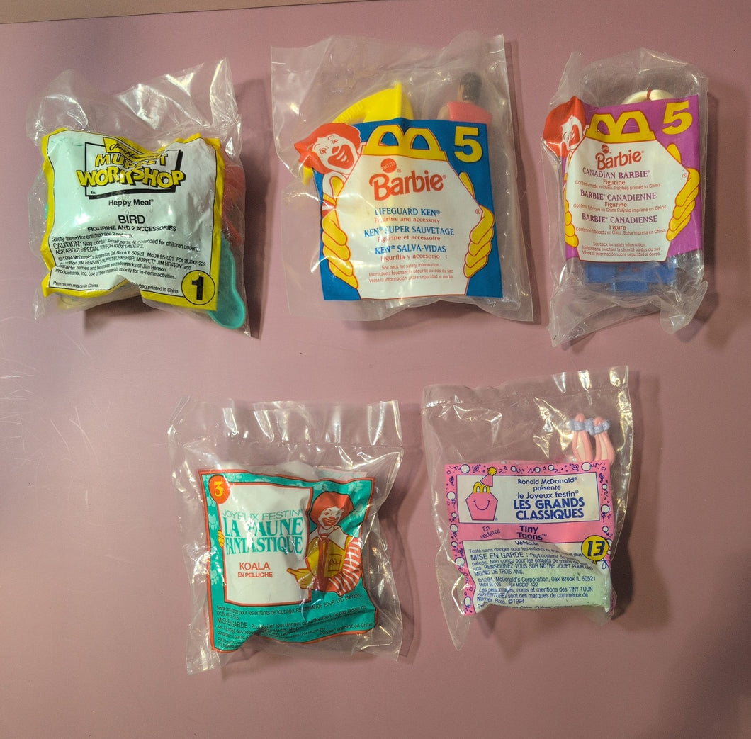 Lot of 5 Vintage McDonald's Happy Meal Toys - Sealed NIP Various Years