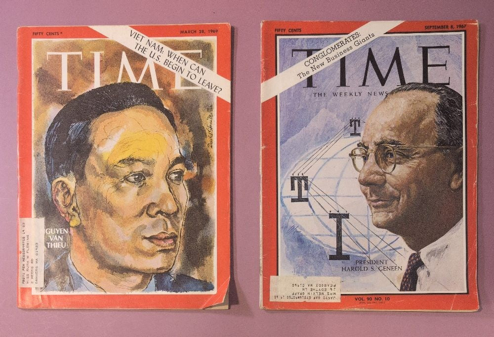 Lot of 2 Vintage 1969 TIME Magazines: Nguyen Van Thieu & Harold Geneen