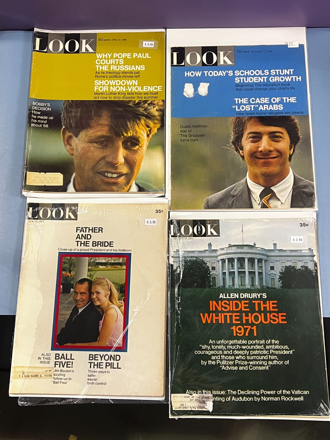 Lot of 4 LOOK Magazines 1968 & 1971 Kennedy, Hoffman, Nixon Covers