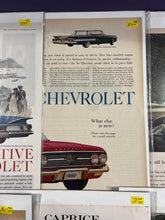 Load image into Gallery viewer, Lot of 10 Vintage Chevrolet Magazine Print Ads 1950s-1970s Car Advertising
