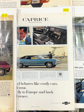 Load image into Gallery viewer, Lot of 10 Vintage Chevrolet Magazine Print Ads 1950s-1970s Car Advertising

