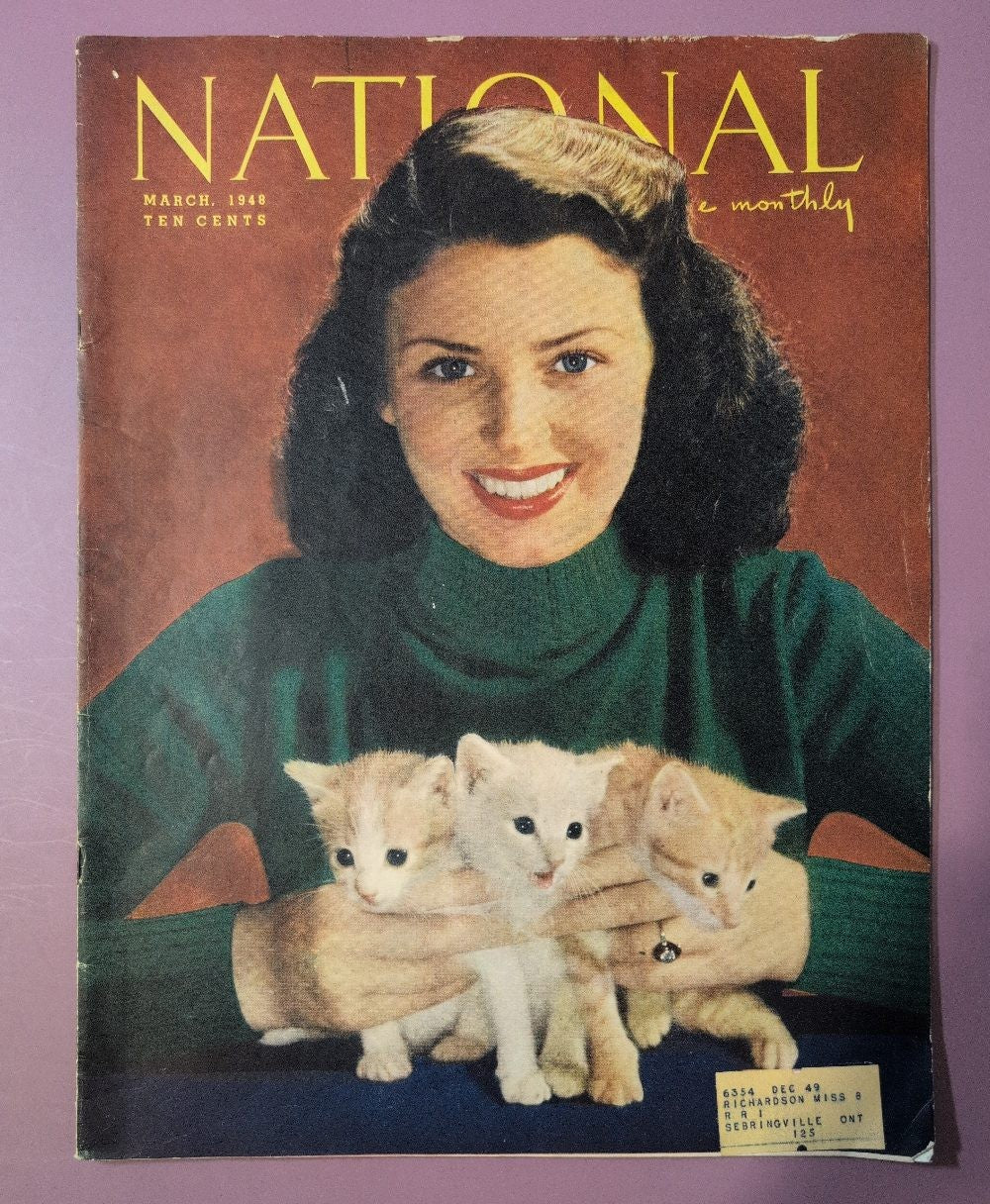 National Home Monthly Magazine March 1948 Woman Kittens O'Keefe's Ad