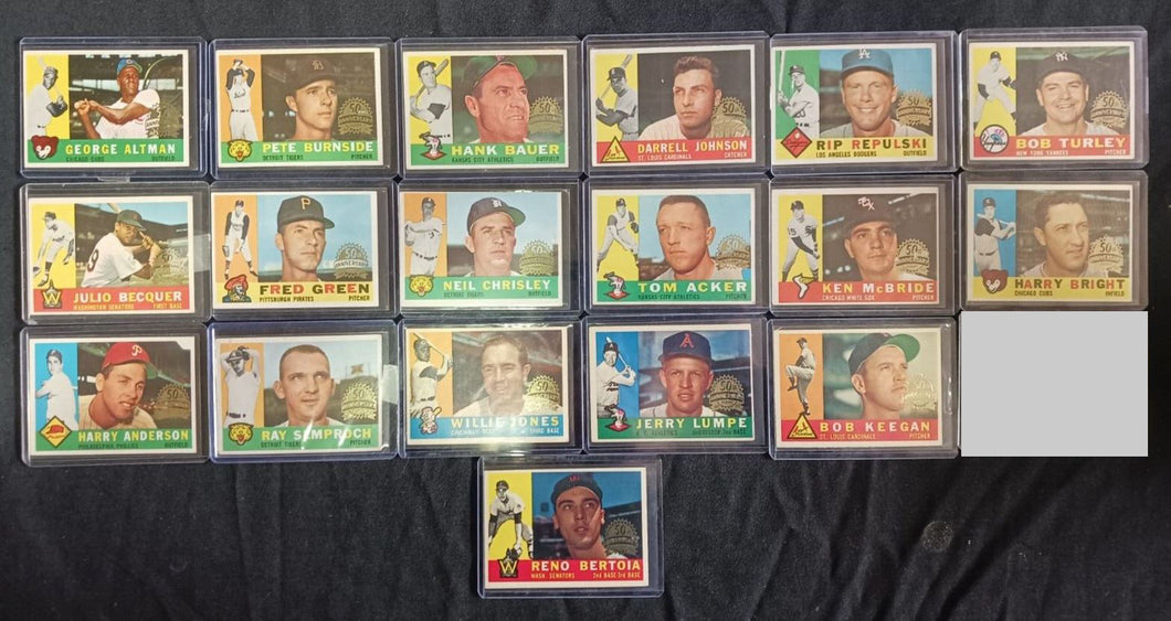 2009 Topps Heritage 50th Anniversary 1960 Buybacks Lot of 19 range #259 to 297