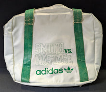 Load image into Gallery viewer, Vintage 1970&#39;s Adidas Smith vs. Nastase Tennis Gym Bag - White &amp; Green
