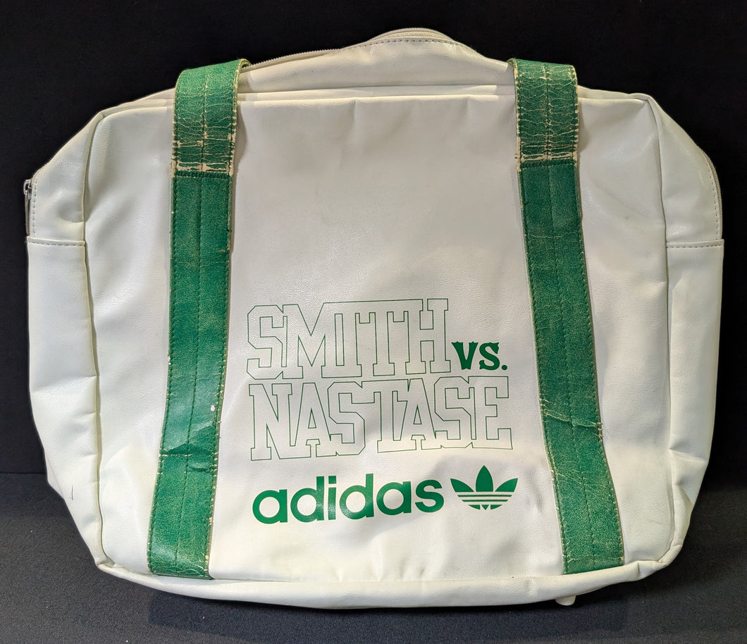 Vintage 1970's Adidas Smith vs. Nastase Tennis Gym Bag - White & Green
