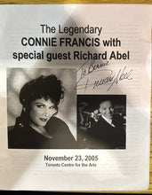 Load image into Gallery viewer, Connie Francis w/ Richard Abel 2005 Toronto Concert Program - Autographed
