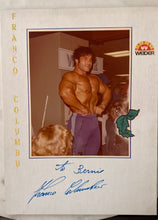 Load image into Gallery viewer, Franco Columbu Autographed Photo in Weider Presentation Folder 12x16
