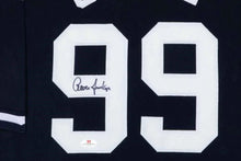 Load image into Gallery viewer, 2017 Aaron Judge Autographed Navy Blue New York Yankees Jersey in Black Frame.
