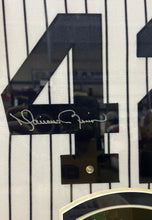Load image into Gallery viewer, 44” x 35” Mariano Rivera Yankees Autographed Home Jersey in Redwood Frame
