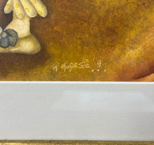 Load image into Gallery viewer, 16” x 13” Rendez-vous” Oil Pastel Painting by Rajka Kupesic. Gold-tone frame
