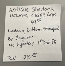 Load image into Gallery viewer, Antique 1930s Sherlock Holmes Crooks Cigar Box Factory No. 3 1st Dist. PA Empty
