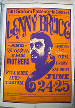 Load image into Gallery viewer, 1966 Bill Graham BG-13 Lenny Bruce &amp; The Mothers Fillmore Concert Poster
