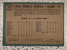Load image into Gallery viewer, 1964 Topps World Series #134 Mantle's Clutch HR Baseball Card Mickey Mantle
