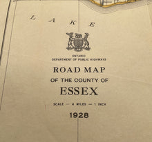 Load image into Gallery viewer, Vintage 1928 Road Map of the County of Essex Ontario Dept Public Highways
