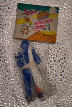 Load image into Gallery viewer, Vintage Parachute Jumper Toy Soldier Blue Figure Made in Hong Kong NOS
