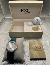 Load image into Gallery viewer, ESQ Swiss Watch &amp; Golf Ball Gift Set White Dial Blue Green Band
